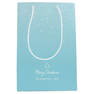 Minimal Light Pastel Blue Snowy Christmas Party  Medium Gift Bag