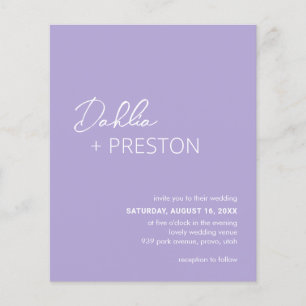 Minimal Lilac Modern Budget Wedding Invite