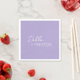 Minimal Lilac Modern Wedding Napkin
