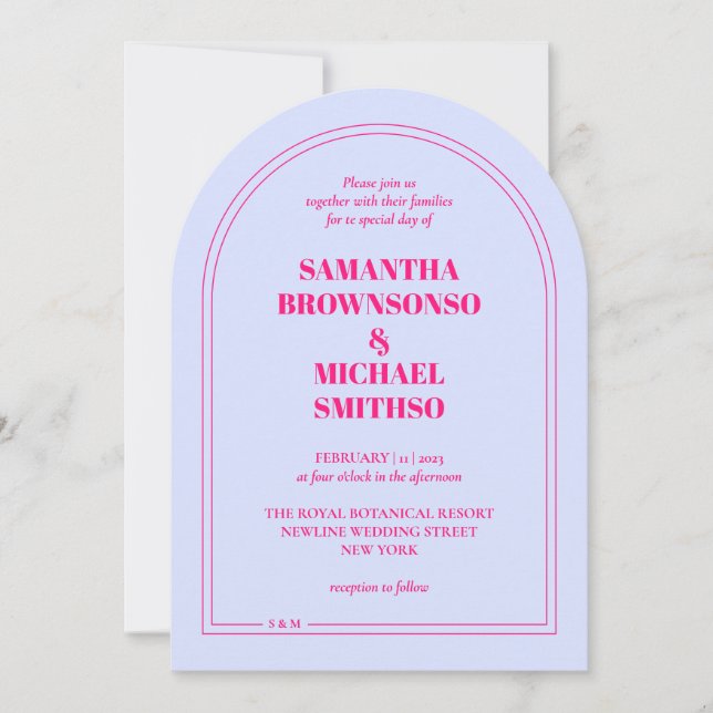 Minimal Lilac Pink Simple Wedding Invitation (Front)