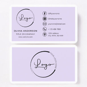 Minimal Lilac Purple Business Branding Business Card