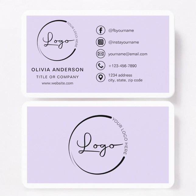 Minimal Lilac Purple Business Branding Business Card (Creator Uploaded)