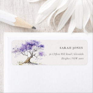 Minimal Lilac Watercolor Jacaranda Tree Address