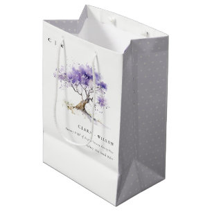 Minimal Lilac Watercolor Jacaranda Tree Wedding Medium Gift Bag