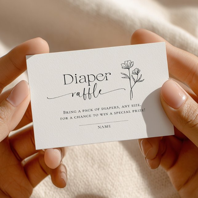 Minimal Line Art Baby Shower Diaper Raffle Enclosure Card (Creator Uploaded)