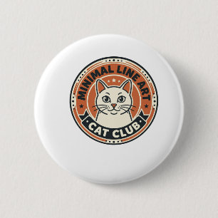 Minimal Line Art Cat Cat Lover Gift - Minimal Line 6 Cm Round Badge