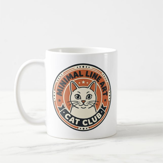 Minimal Line Art Cat Cat Lover Gift - Minimal Line Coffee Mug (Left)