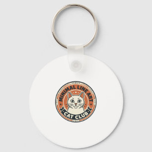Minimal Line Art Cat Cat Lover Gift - Minimal Line Key Ring