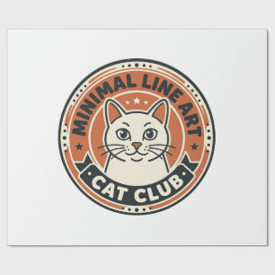 Minimal Line Art Cat Cat Lover Gift - Minimal Line Wrapping Paper