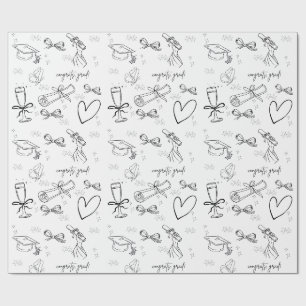 Minimal Line Art Graduation Wrapping Paper