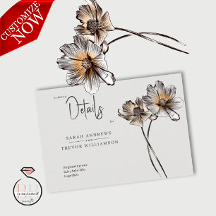 Minimal Line Art Terracotta Poppies Enclosure Card