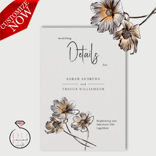 Minimal Line Art Terracotta Poppies Enclosure Card