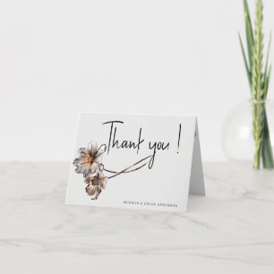 Minimal Line Art Terracotta Poppies Thank You Card