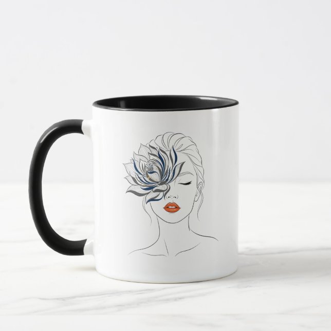 Minimal Line Art Woman Mug (Left)