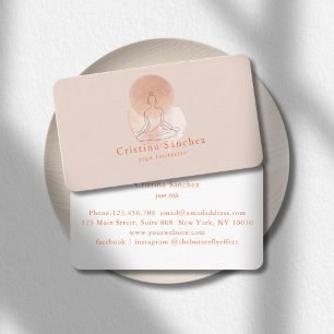 Minimal Line Art Woman Yoga Reiki Meditation Business Card