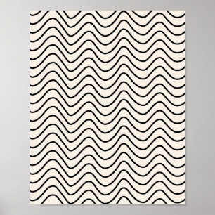 Minimal Line Chevron Pattern Cream White And Black Poster