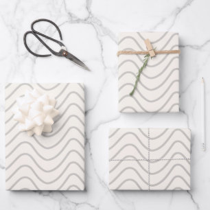Minimal Line Chevron Pattern Cream White And Grey Wrapping Paper Sheet