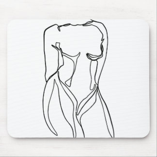 minimal line drawing of woman's body mouse mat