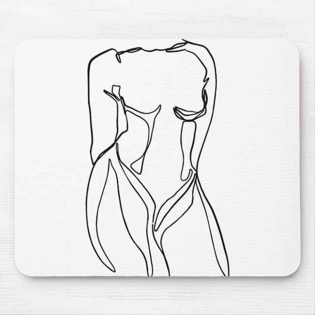 minimal line drawing of woman's body mouse mat (Front)
