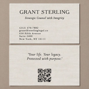 Minimal Linen Attorney at Law QR Code Business Card
