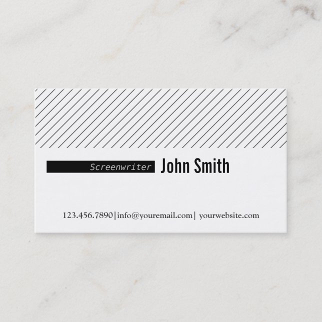 Minimal Lines Screenwriter Business Card (Front)