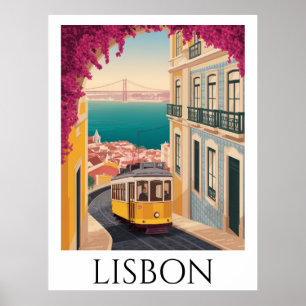 Minimal Lisbon Portugal Vintage Travel Art Poster