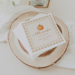 Minimal "Little Pumpkin" Fall Baby Shower Gingham Napkin