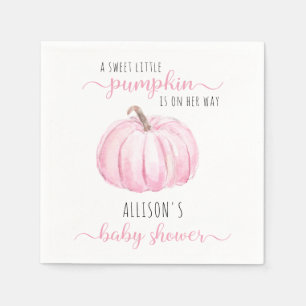 Minimal Little Pumpkin Pink Watercolor Baby Shower Napkin