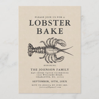 Minimal Lobster Bake Vintage Style Invite