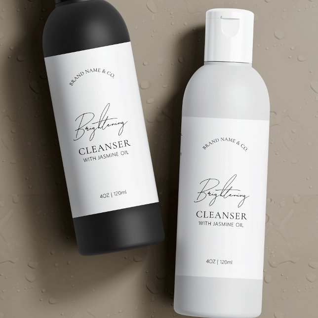 Minimal Logo 8 OZ Cosmo Bottle Waterproof Label (Simple black and white skincare bottle wrapper label template in black and white)