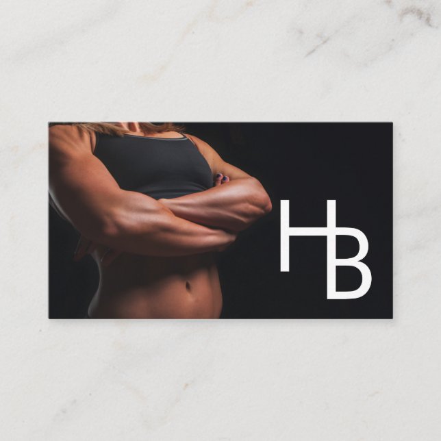 Minimal Logo and Photo Fitness Trainer Standard Business Card (Front)