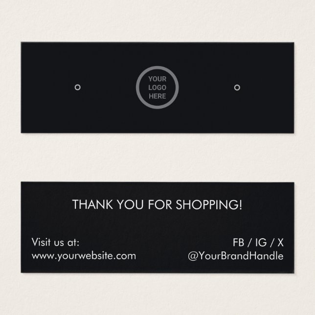 Minimal Logo Branded Black Earring Jewellery Displ (Front & Back)