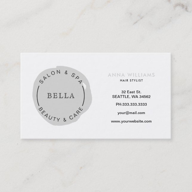 Minimal Logo Grey Salon and Spa appointment card (Front)