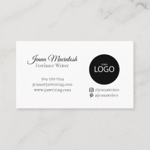 Minimal Logo Instagram Pinterest Black White Business Card