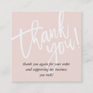 MINIMAL LOGO simple border blush pink thank you Square Business Card
