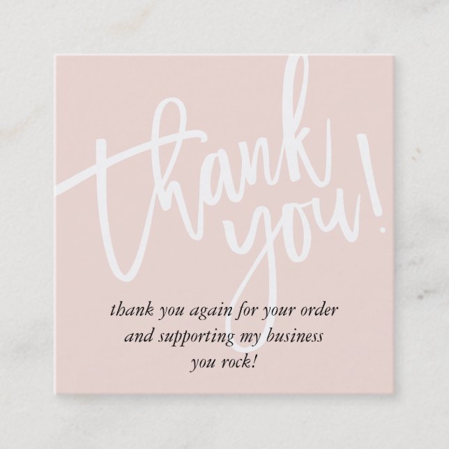 MINIMAL LOGO simple border blush pink thank you Square Business Card (Front)