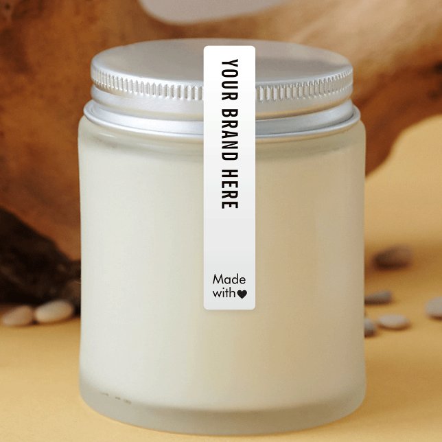 Minimal Logo Tamper Proof Skinny Waterproof Label (Modern Minimalist Tamper Proof Skinny Waterproof Labels in black and white (edit to any color))