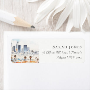 Minimal Los Angeles, California Watercolor Address