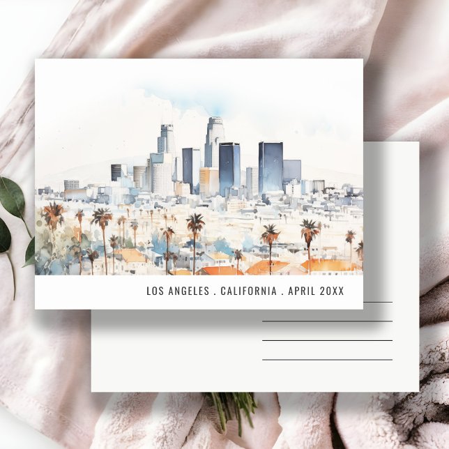 Minimal Los Angeles, California Watercolor Travel Postcard (Creator Uploaded)