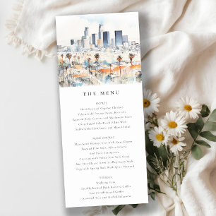 Minimal Los Angeles California Wedding Menu Card