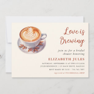 Minimal Love Is Brewing Coffee Bridal Shower Invitation