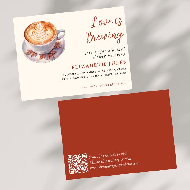Minimal Love Is Brewing Coffee Bridal Shower Invitation (Creator Uploaded)
