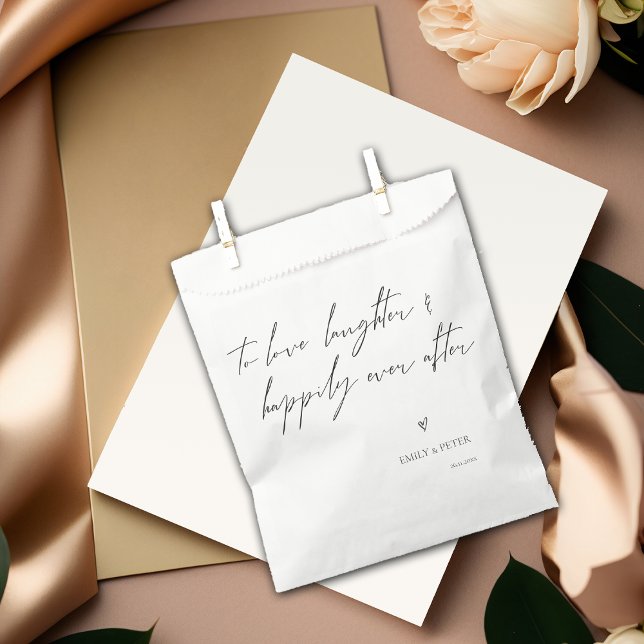 Minimal Love Laughter Happily Ever Wedding Party Favour Bags (Minimal Love Laughter Happily Ever Wedding Party Favor Bag)