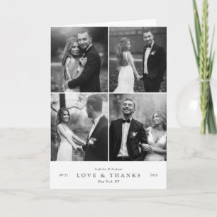 Minimal Love & Thanks Photo Collage Wedding Thank You Card