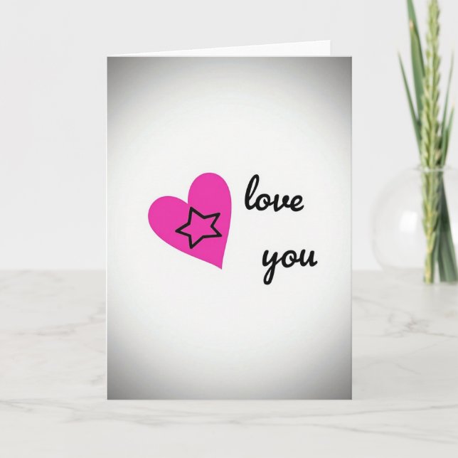 Minimal Love You Star Heart Card (Front)