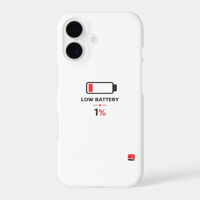Minimal Low Battery 1% Phone Case | Gen Z Tech (Back)