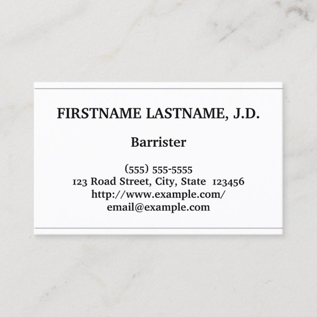 Minimal & Low-Key Barrister Business Card (Front)