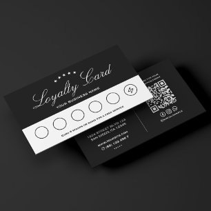 Minimal Loyalty Appointment Black White Punch Business Card
