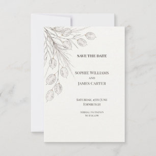 Minimal Lunaria Seed Pod Gold Line Wedding Save The Date