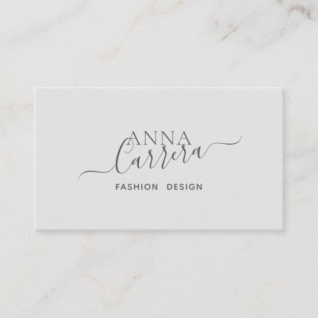 Minimal Luxury Boutique Grey Modern Calligraphy Business Card (Front)